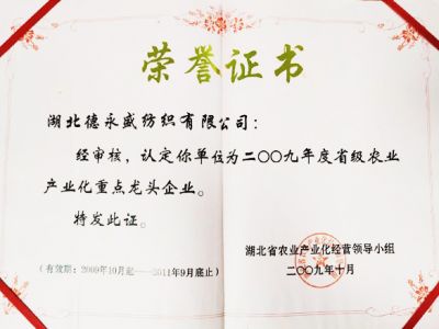 湖北德永盛紡織有限公司-農(nóng)業(yè)產(chǎn)業(yè)化重點(diǎn)龍頭企業(yè)